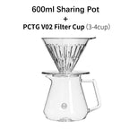 TIMEMORE Coffee Dripper Cup PCTG V02 Coffee Filter Cup+ Sharing Pot Transparent | 600ml