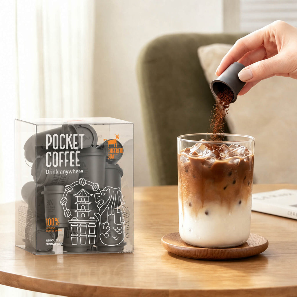 Cheerful Goat Double wall stainless Vacuum Ceramic Coffee Cup 600ml /21 oz Plus Coffee Powder 2- Box Bundle