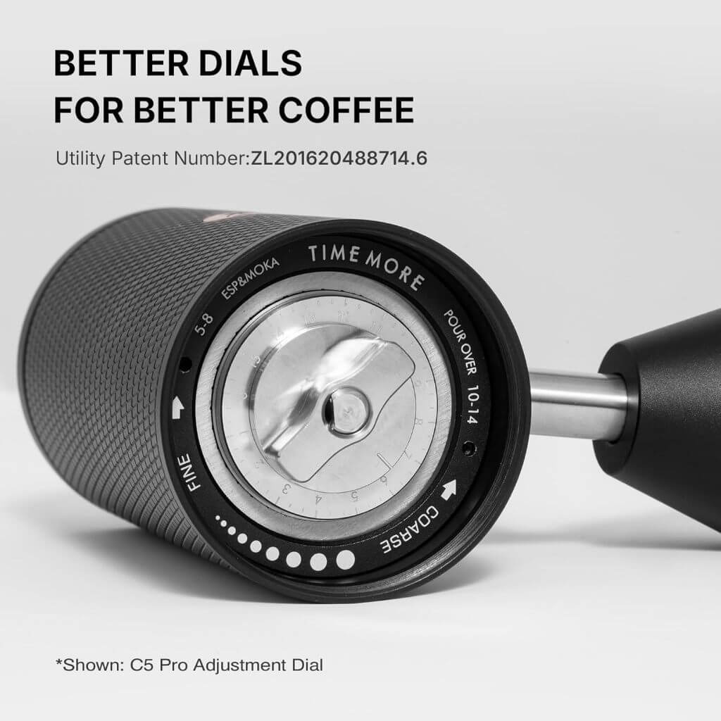 TIMEMORE C5 Pro Manual Coffee Grinder with S2C-042-III Conical Burr, 0.031mm Precision Adjustment, All-Metal Portable
