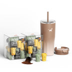 Cheerful Goat Double wall stainless Vacuum Ceramic Coffee Cap 600ml /21 oz Plus Coffee Powder 2 Box Bundle