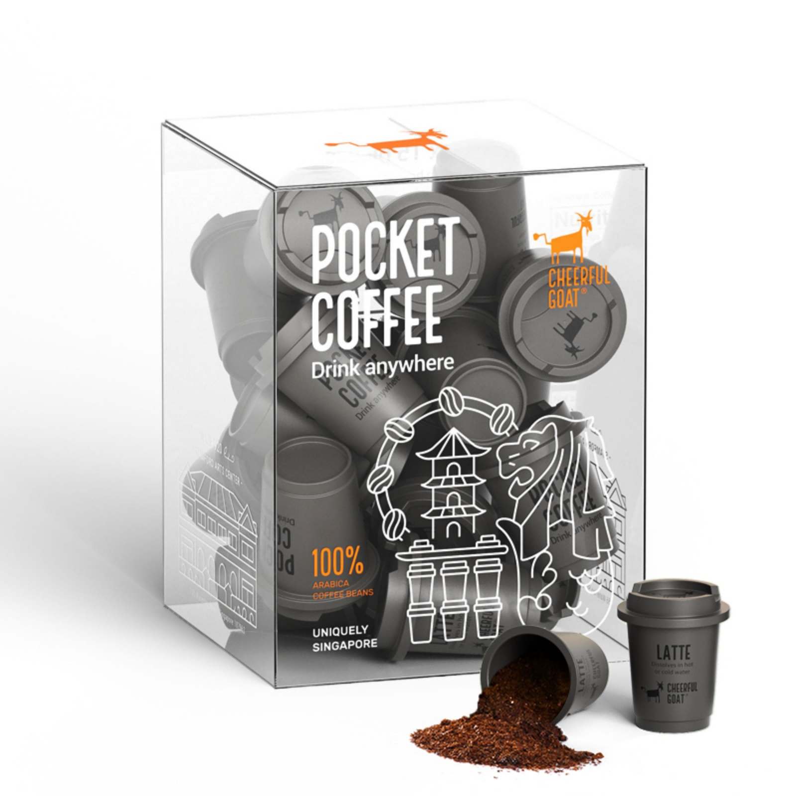 Cheerful Goat Extra Dark Roast Freeze-Dried Instant Pocket Coffee 15 Cups