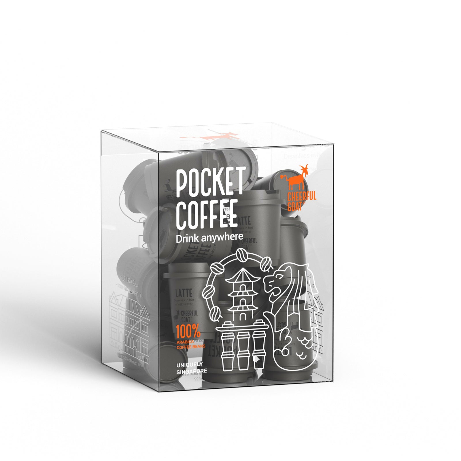 Cheerful Goat Ceramic Insulated Leakproof Coffee Mug plus Freeze Dried coffee powder 3 Box Bundle