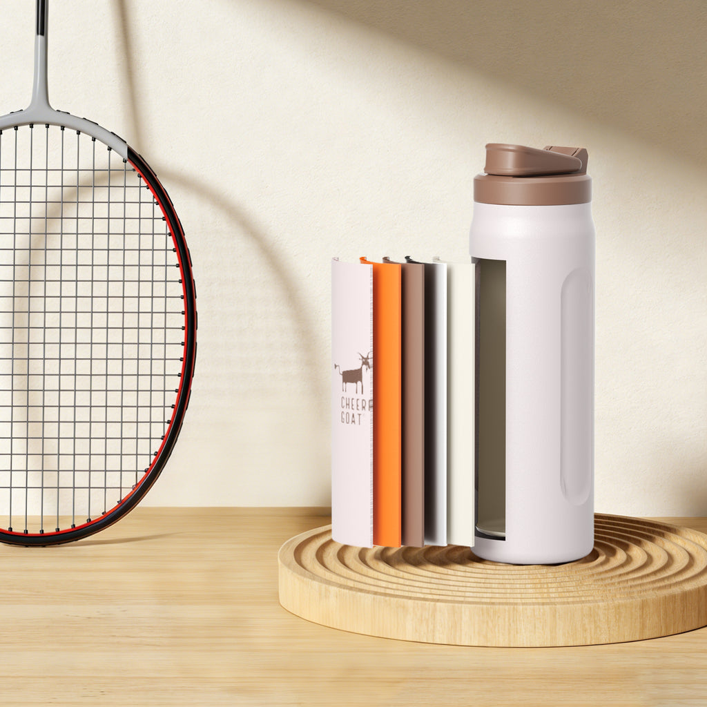 Cheerful Goat Insulated Water Bottle With Straw Sports Travel Bottle 720ml /25.5 oz Plus Coffee Powder 1 Box Bundle