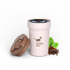 Cheerful Goat Coffee Cup  Leakproof Ceramic Insulated Cup  travel coffee mug with lid Temperature Retention (350ml/11oz)