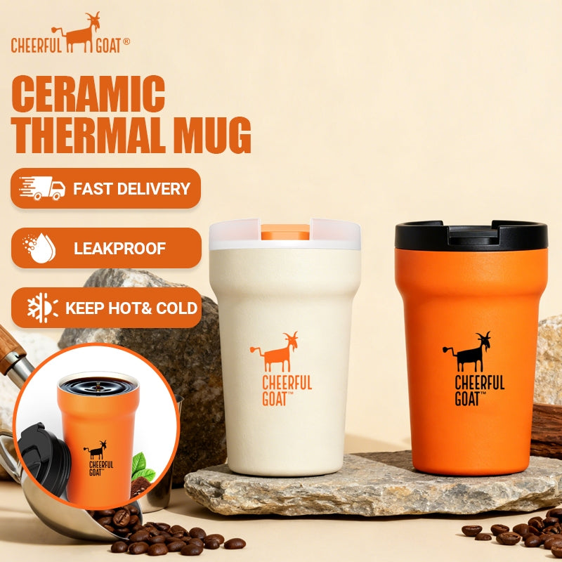 Cheerful Goat Coffee Mug Ceramic lnner Liner Coffee Cup Travel Thermal Tumbler 350ml New Year gift