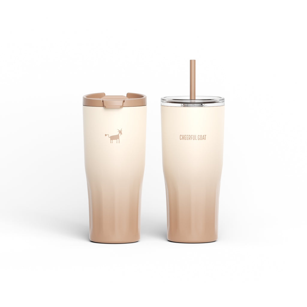 Cheerful Goat Coffee Cup Double wall stainless Vacuum Ceramic Lined Cup 600ml/21oz