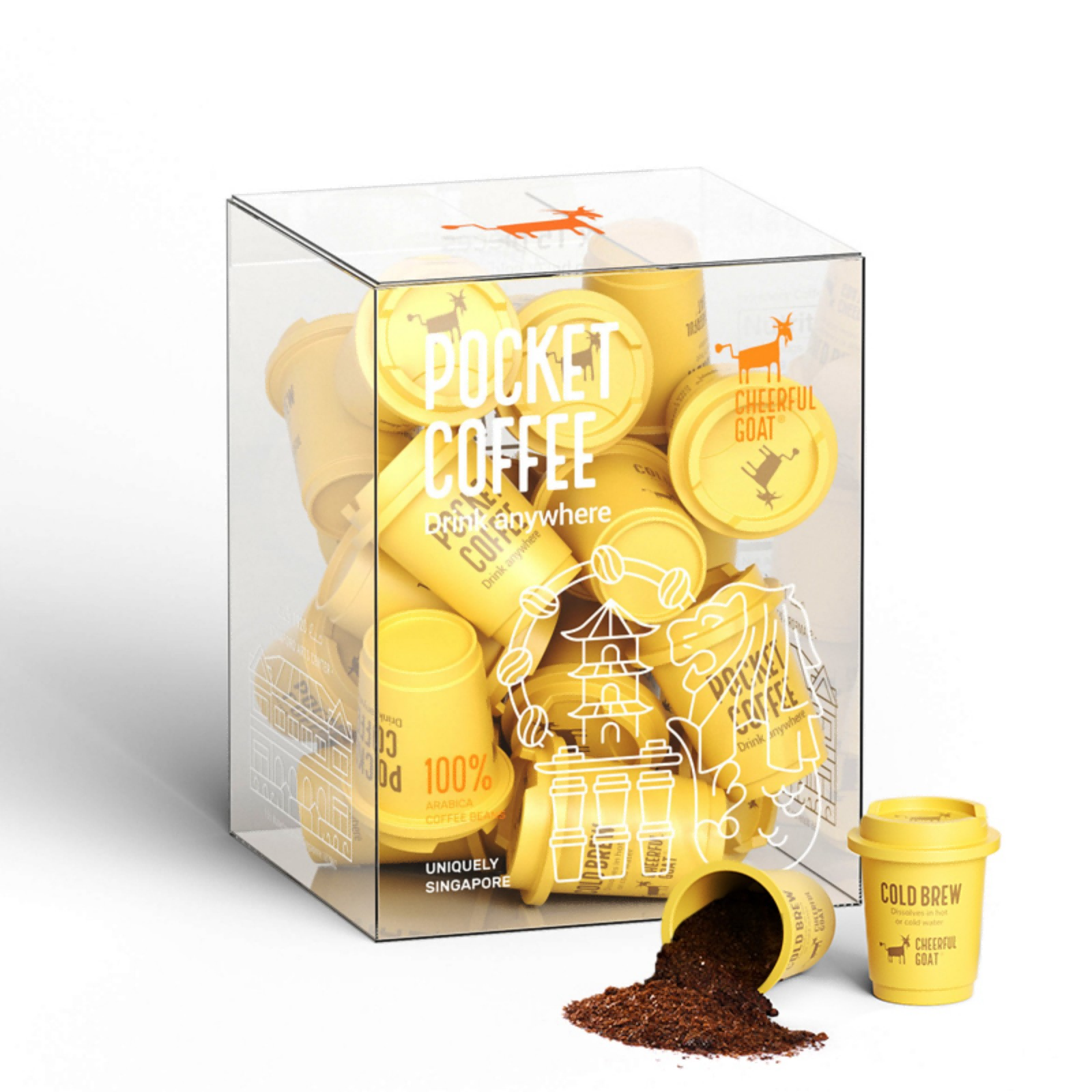 Cheerful Goat Medium Roast Freeze-Dried Instant Pocket Coffee 15 Cups