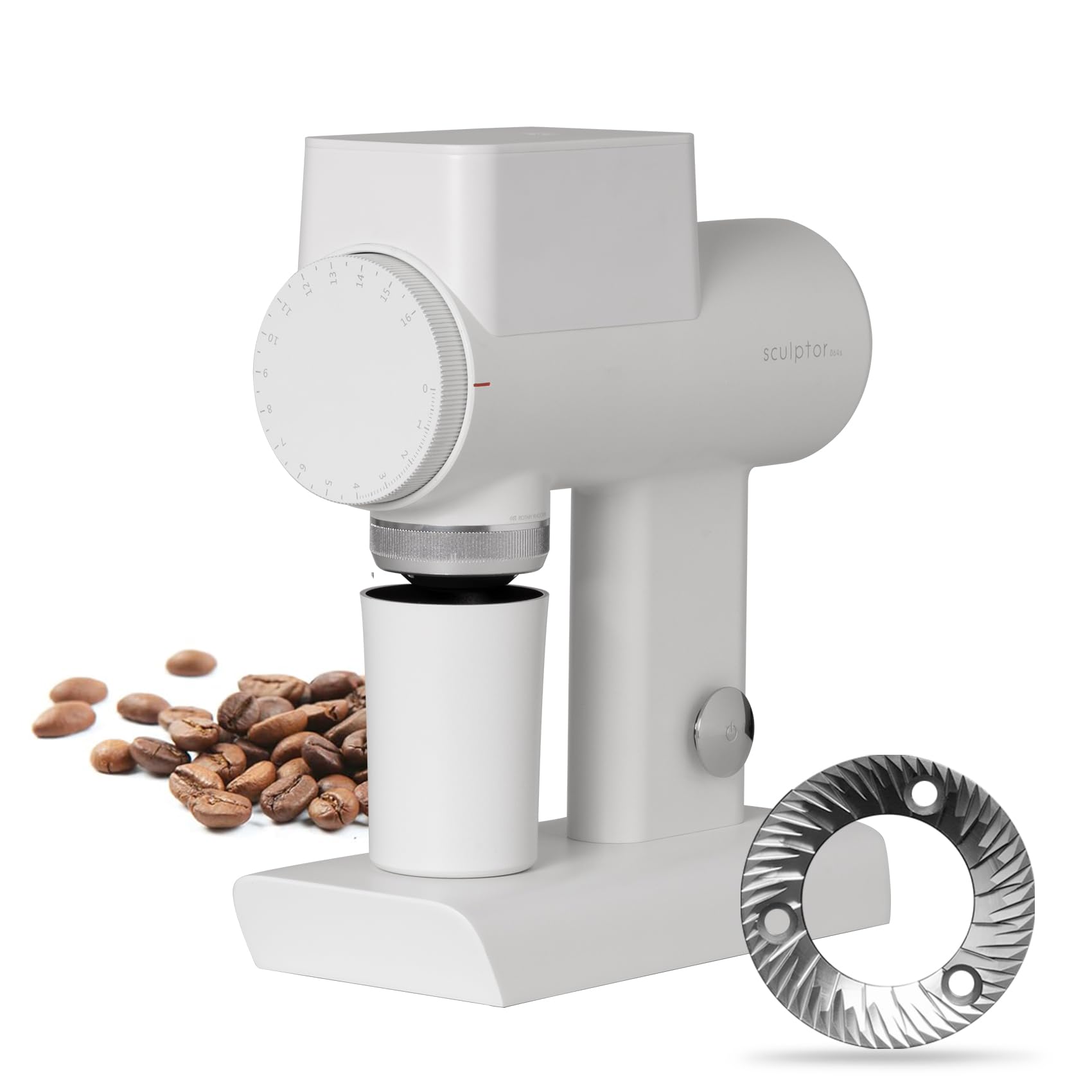 TIMEMORE Flat Burr Electric Coffee Grinder, Stepless Precision Grind Adjustment, Professional Espresso Grinder for Espresso, Pour-Over and French Press (White, TIMEMORE Sculptor 064S)