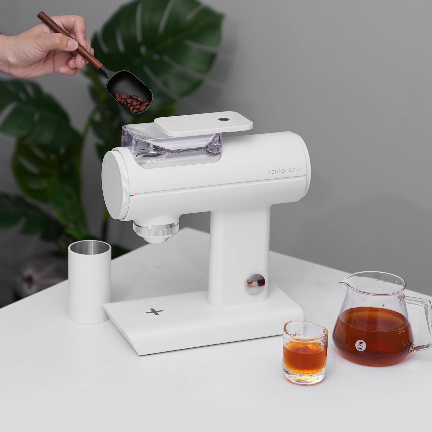 TIMEMORE Flat Burr Electric Coffee Grinder, Stepless Precision Grind Adjustment, Professional Espresso Grinder for Espresso, Pour-Over and French Press (White, TIMEMORE Sculptor 078)