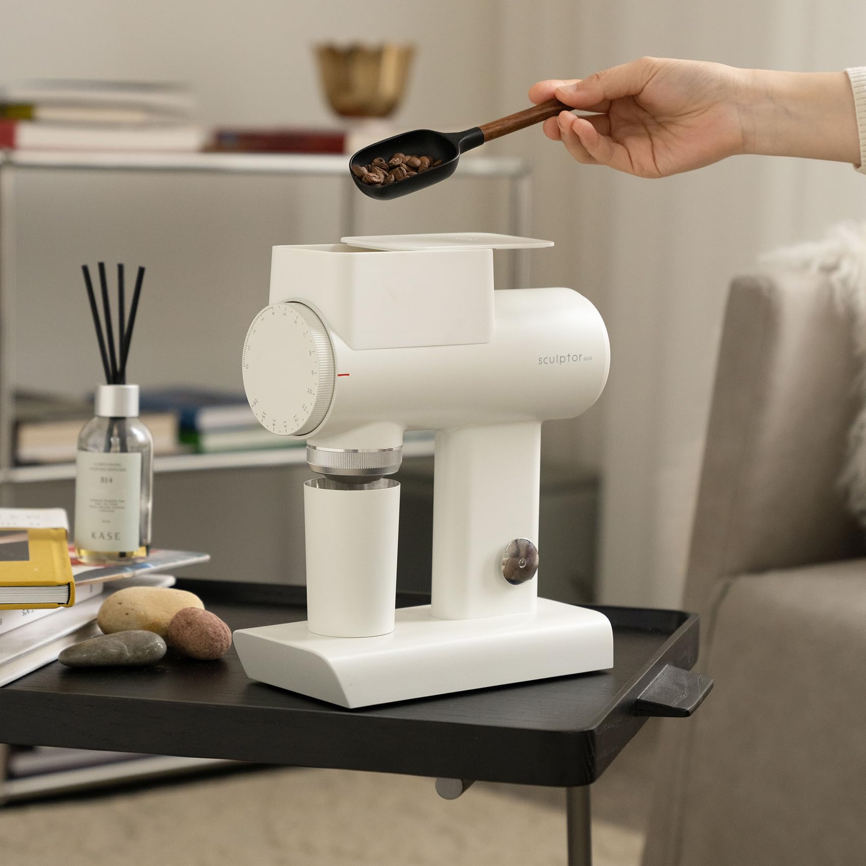 TIMEMORE Flat Burr Electric Coffee Grinder, Stepless Precision Grind Adjustment, Professional Espresso Grinder for Espresso, Pour-Over and French Press (White, TIMEMORE Sculptor 064S)