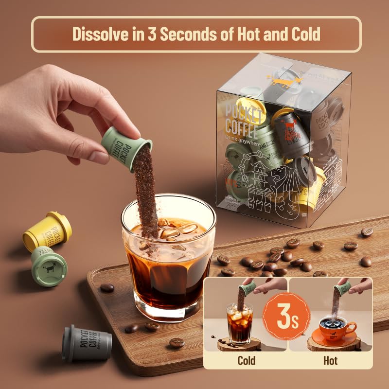 【Taster Pack】 Cheerful Goat Pocket Coffee Specialty Coffee Instant Cold Brew Coffee Powder 6pcs
