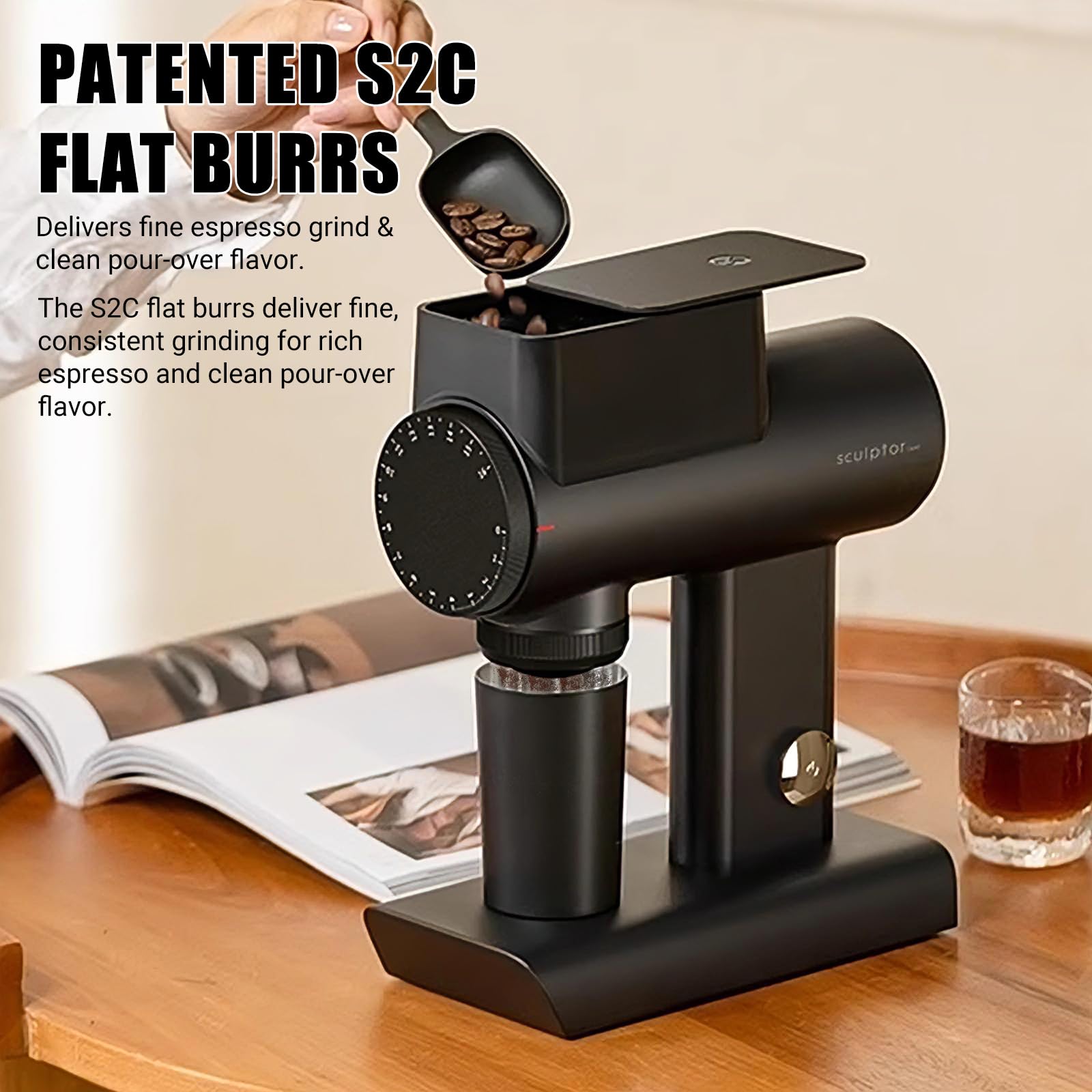 TIMEMORE Sculptor 078 Electric Flat Burr Coffee Grinder for Espresso & Pour Over