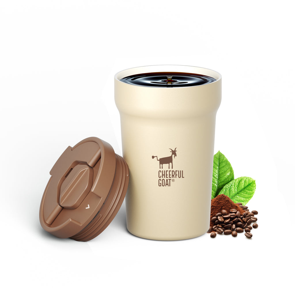 Ceramic Inner Coffee Mug Tumbler 350ml kahki