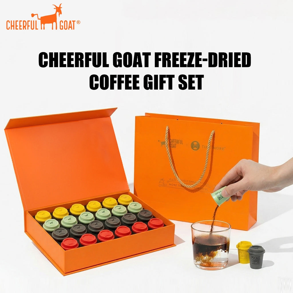 Cheerful Goat  24Pcs Coffee Gift Box  Freeze Dried Arabica Instant Coffee Portable Travel Set