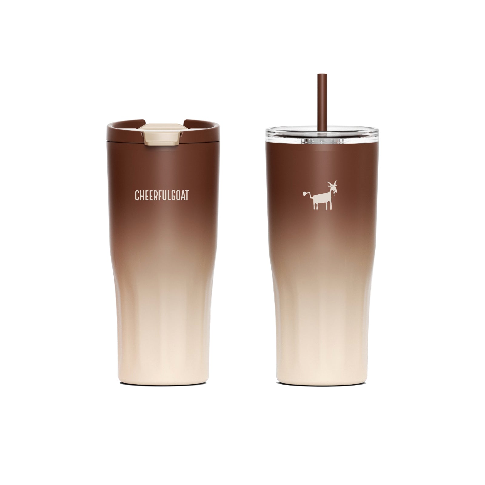 Cheerful Goat Coffee Cup Double wall stainless Vacuum Ceramic Lined Cup 600ml/21oz