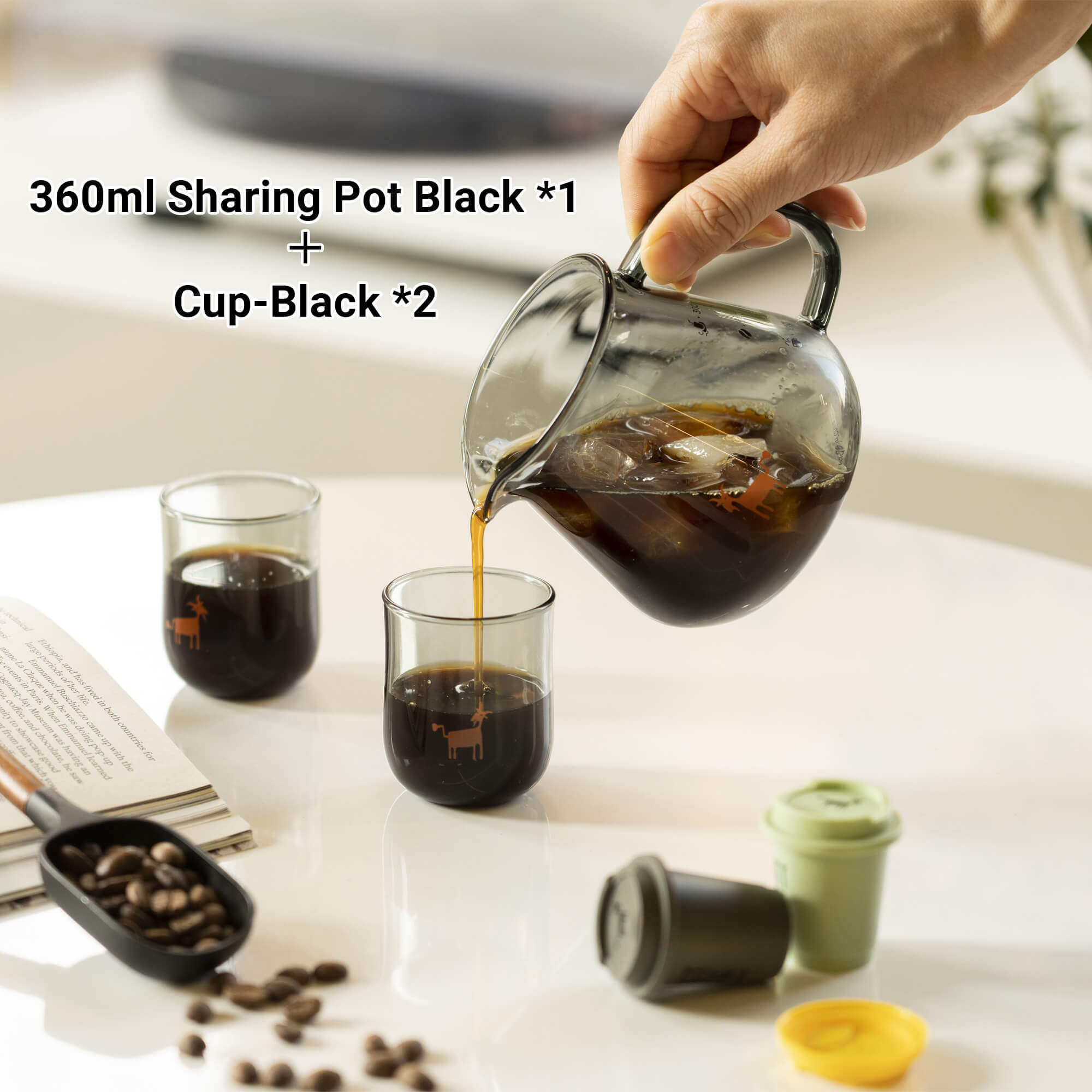 Cheerful Goat Coffee Sharing Pot Home Hand-Poured Coffee Pot Set Coffee Utensils Borosilicate Glass