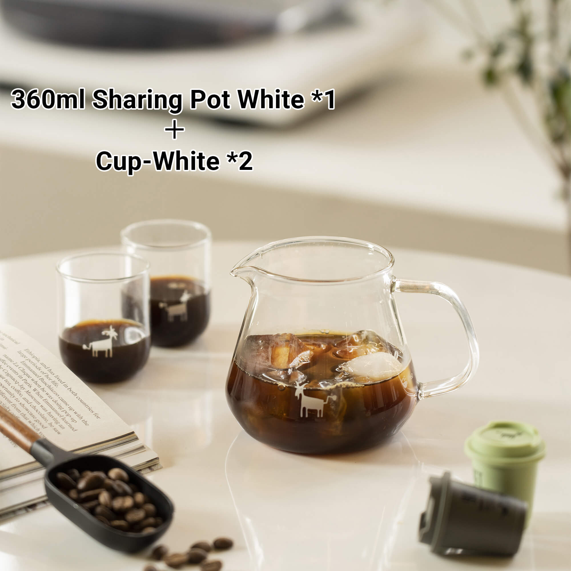 Cheerful Goat Coffee Sharing Pot Home Hand-Poured Coffee Pot Set Coffee Utensils Borosilicate Glass